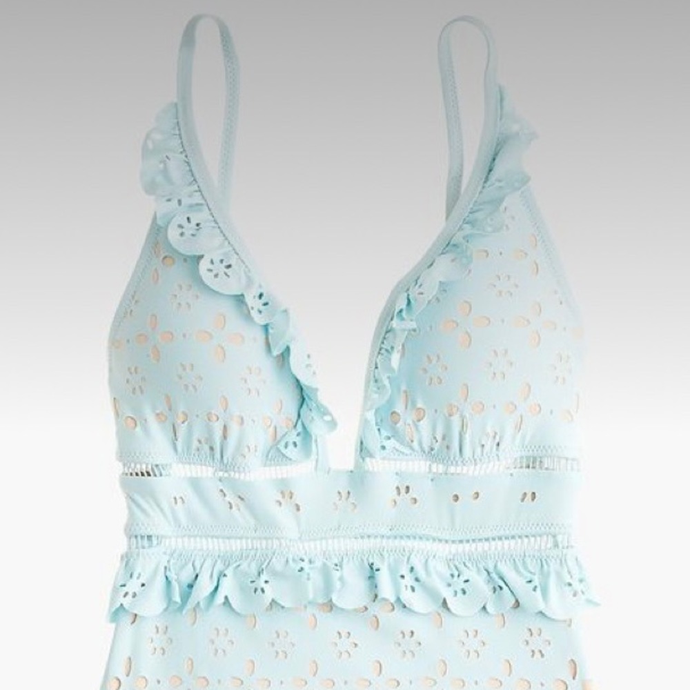 [J.Crew] Scallop Ruffle Eyelet One Piece Swimsuit - Picture 2 of 7